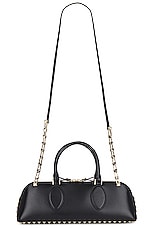 Valentino Garavani East West Rockstud Duffle Bag in Nero, view 1, click to view large image.