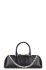 Valentino Garavani East West Rockstud Duffle Bag in Nero, view 3, click to view large image.