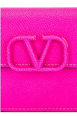 Valentino Garavani V Logo Signature Wallet On Chain in Pink, view 8, click to view large image.