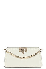 Valentino Garavani Rockstud Clutch in Ivory, view 3, click to view large image.