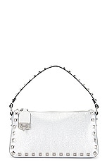 Valentino Garavani Rockstud Small Shoulder Bag in Silver, view 1, click to view large image.
