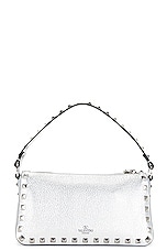 Valentino Garavani Rockstud Small Shoulder Bag in Silver, view 3, click to view large image.