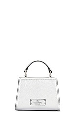 Valentino Garavani V Sling Micro Top Handle Bag in Silver, view 4, click to view large image.