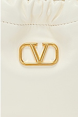 Valentino Garavani V Logo Signature Mini Drawstring Bag in Ivory, view 7, click to view large image.