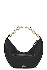 Valentino Garavani V Logo Gate Small Hobo Bag in Nero, view 4, click to view large image.