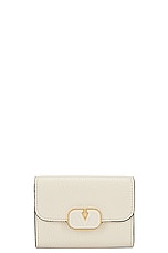 Valentino Garavani V Logo Card Case in Ivory, view 1, click to view large image.