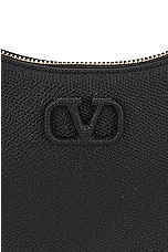Valentino Garavani V Logo Signature Mini Hobo Bag in Nero, view 8, click to view large image.