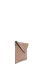Valentino Garavani Rockstud Large Flat Pouch in Poudre, view 3, click to view large image.