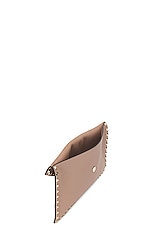 Valentino Garavani Rockstud Large Flat Pouch in Poudre, view 4, click to view large image.