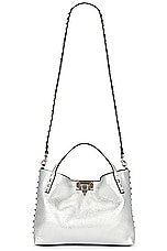Valentino Garavani Rockstud Small Tote Bag in Silver, view 1, click to view large image.