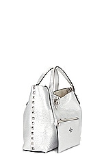Valentino Garavani Rockstud Small Tote Bag in Silver, view 5, click to view large image.