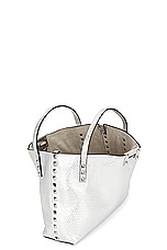 Valentino Garavani Rockstud Small Tote Bag in Silver, view 6, click to view large image.