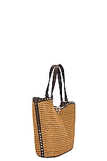 Valentino Garavani Rockstud Small Tote Bag in Tabacco & Cacao, view 3, click to view large image.