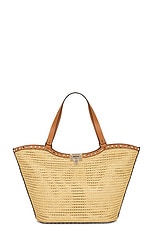 Valentino Garavani Rockstud Tote Bag in Naturale & Almond Beige, view 1, click to view large image.