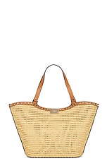 Valentino Garavani Rockstud Tote Bag in Naturale & Almond Beige, view 3, click to view large image.
