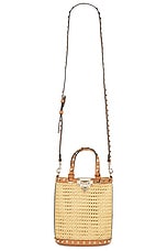 Valentino Garavani Rockstud Pouch in Naturale & Almond Beige, view 1, click to view large image.