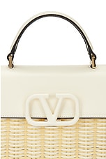 Valentino Garavani V Sling Small Top Handle Bag in Naturale & Ivory, view 8, click to view large image.