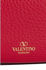 Valentino Garavani Small V Logo Moon Hobo Bag in Rosso, view 7, click to view large image.