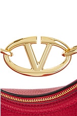 Valentino Garavani Small V Logo Moon Hobo Bag in Rosso, view 8, click to view large image.