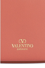 Valentino Garavani Mini V Logo Moon Hobo Bag in Rose Brown, view 7, click to view large image.