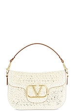 Valentino Garavani Alltime Loco Shoulder Bag in Ivory, view 3, click to view large image.