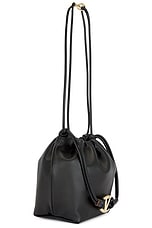 Valentino Garavani Medium V Logo Drawstring Bag in Black, view 3, click to view large image.