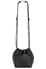 Valentino Garavani Medium V Logo Drawstring Bag in Black, view 5, click to view large image.
