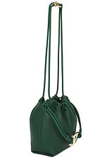 Valentino Garavani Mini V Logo Drawstring Bag in Amazon Green, view 4, click to view large image.