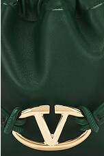 Valentino Garavani Mini V Logo Drawstring Bag in Amazon Green, view 8, click to view large image.