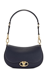 Valentino Garavani Logo 2 Shoulder Bag in Marine, view 3, click to view large image.