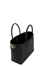 Valentino Garavani V Logo Side Tote in Nero, view 4, click to view large image.