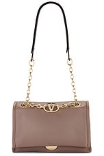 Valentino Garavani V Logo Chain Small Shoulder Bag in Clay, view 1, click to view large image.