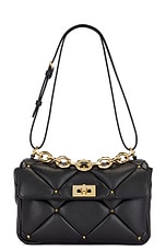 Valentino Garavani Roman Stud Shoulder Bag in Nero, view 1, click to view large image.