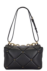 Valentino Garavani Roman Stud Shoulder Bag in Nero, view 2, click to view large image.