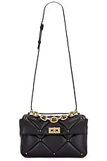 Valentino Garavani Roman Stud Shoulder Bag in Nero, view 5, click to view large image.