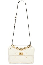 Valentino Garavani Roman Stud Shoulder Bag in Ivory, view 5, click to view large image.