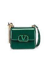 Valentino Green Smooth Calfskin Leather VSLING Micro Shoulder Bag