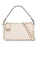 Valentino Garavani Small Rockstud Shoulder Bag in Light Ivory, view 1, click to view large image.