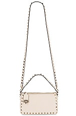 Valentino Garavani Small Rockstud Shoulder Bag in Light Ivory, view 6, click to view large image.