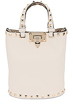 Valentino Garavani Rockstud Pouch in Light Ivory, view 1, click to view large image.