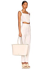 Valentino Garavani Rockstud Tote in Light Ivory, view 2, click to view large image.