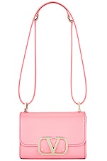 Valentino Garavani Small V Logo Type Shoulder Bag in Candy Rose, view 1, click to view large image.