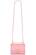 Valentino Garavani Small V Logo Type Shoulder Bag in Candy Rose, view 6, click to view large image.
