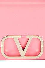 Valentino Garavani Small V Logo Type Shoulder Bag in Candy Rose, view 8, click to view large image.