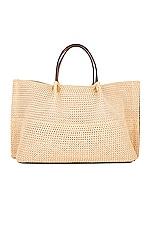 Valentino Garavani Medium Summer Tote Bag in Naturale & Selleria, view 4, click to view large image.