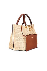 Valentino Garavani Medium Summer Tote Bag in Naturale & Selleria, view 5, click to view large image.