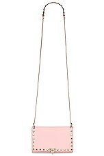 Valentino Garavani Rockstud Pouch in Rose Couture, view 1, click to view large image.