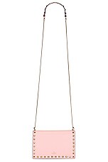 Valentino Garavani Rockstud Pouch in Rose Couture, view 3, click to view large image.