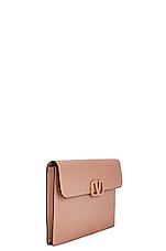 Valentino Garavani V Logo Signature Large Flat Pouch in Rose Cannelle, view 4, click to view large image.