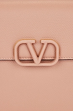 Valentino Garavani V Logo Signature Large Flat Pouch in Rose Cannelle, view 7, click to view large image.